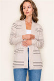 Stitch Striped L/S Cardigan Oatmeal