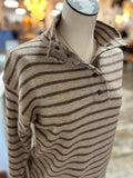 Mock Half Button Stripe Sweater