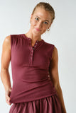 Essential Micro-Ribbed Henley Tank Rosewood