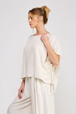 Linen Tie Slv Hi/Lo Top