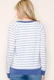 Crew Neck L/S Stripe Top Ivory/Navy