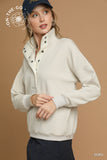 Snap collar Pullover Sweatshirt Ecru