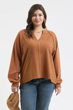 Plus Exposed Seam Relaxed L/S Top Rust