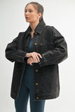 Boxy-Cut Oversized Denim Jacket Blk