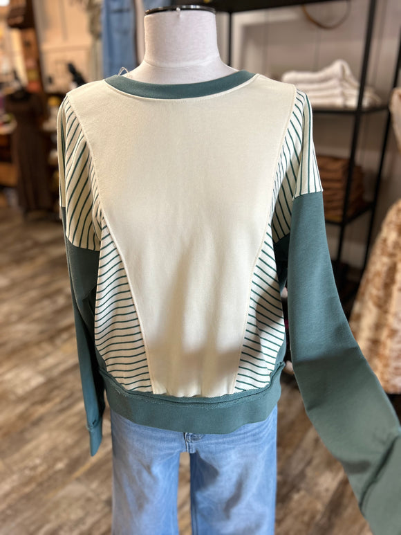 Crew Colorblock Stripe Knit Sage