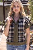 Plaid and Suede Contrast Top