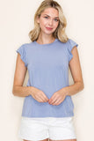 Ruffle S/S Knit Top Blue