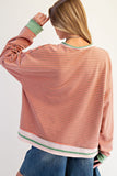 Mineral Washed L/S Striped Terry Knit