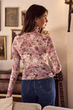 Floral Print Mesh L/S Top