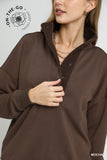 Snap collar Pullover Sweatshirt Mocha