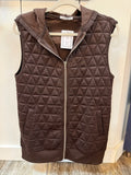 Quilted S/L Zip Hoodie Vest Chocolate