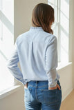 Frill Neck Stripe L/S Button Down Shirt