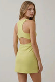 Lime Square Neck Modal Cutout Dress