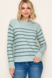 Stripe Crewneck Lightweight Sweater Sage