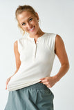 Essential Micro-Ribbed Henley Tank Vanilla