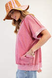 S/S Mineral Wash Indian Pink Top
