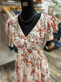Vneck Smocked Floral Dress