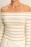 Folded Off Shoulder Stripe Top