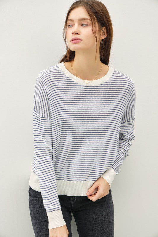 Striped L/S Sweater Blue