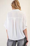 S/S Poly Crepe Button Blouse