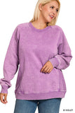 Plus Acid Wash Side Rib Sweatshirt Violet