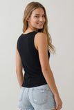 Boatneck Asymmetrical Side Button Tank