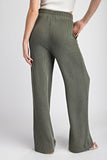 Textured Drawstring Straight Leg Pant Olive