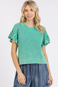 Mineral Wash S/S Sweater Green