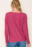 Boat Neck Dolman Ribbed Sweater Rose