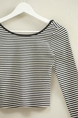 Scoop Back Neck L/S Stripe Shirt