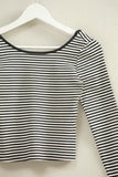 Scoop Back Neck L/S Stripe Shirt