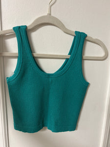Ribbed Seamless Crop Tank Teal