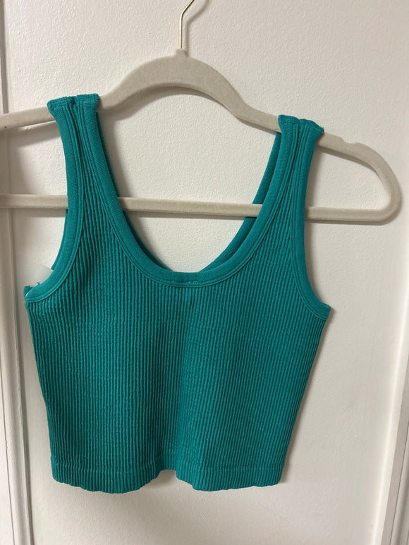 Ribbed Seamless Crop Tank Teal