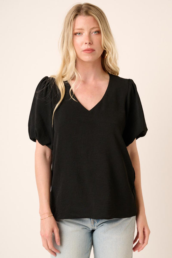 Airflow Puff Sleeve Top Black