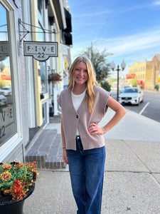 Oversized Single Button Sweater Vest