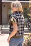 Plaid and Suede Contrast Top