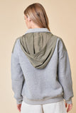 Quilted Hoodie w/Zipper Neck Grey/Green