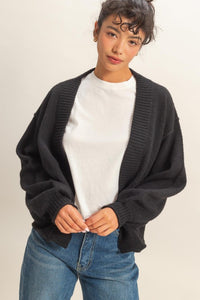 Waist Length Cardigan Black