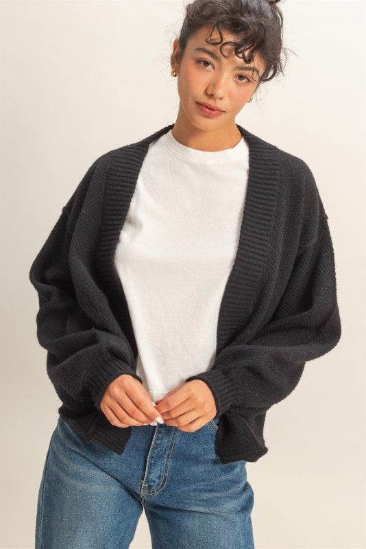 Waist Length Cardigan Black