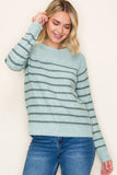 Stripe Crewneck Lightweight Sweater Sage