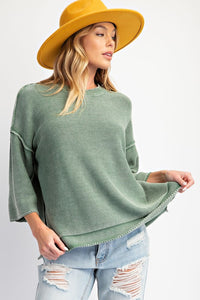 Half Slv Mineral Wash Sweater Juniper