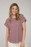 Stripe Texture Knit Top Burgundy