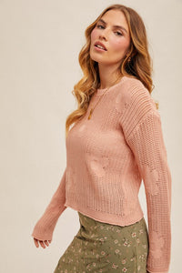 Flower Openwork Sweater Apricot