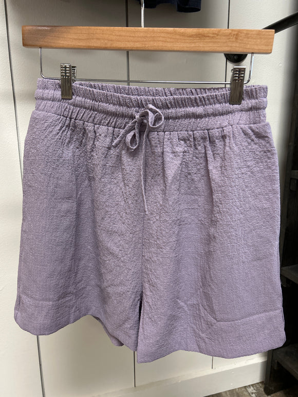 Bubble Texture Drawstring Shorts Lavender