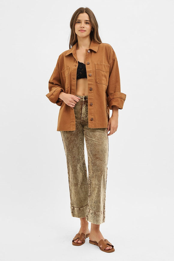 Oversized Side Step Jacket Brown