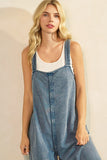Washed Wide Leg Overalls Blue