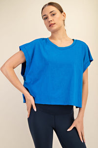 Slub Open Back Tee Blue