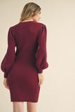 Ribbed Sweater Dress Wine