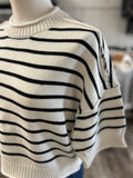 Stripe Raw Edge Sweater