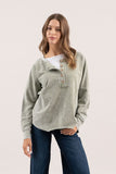 Washed Henley Raglan L/S Olive